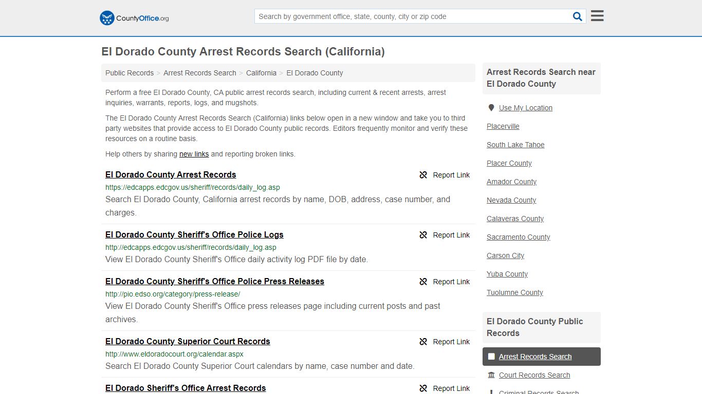 Arrest Records Search - El Dorado County, CA (Arrests ...