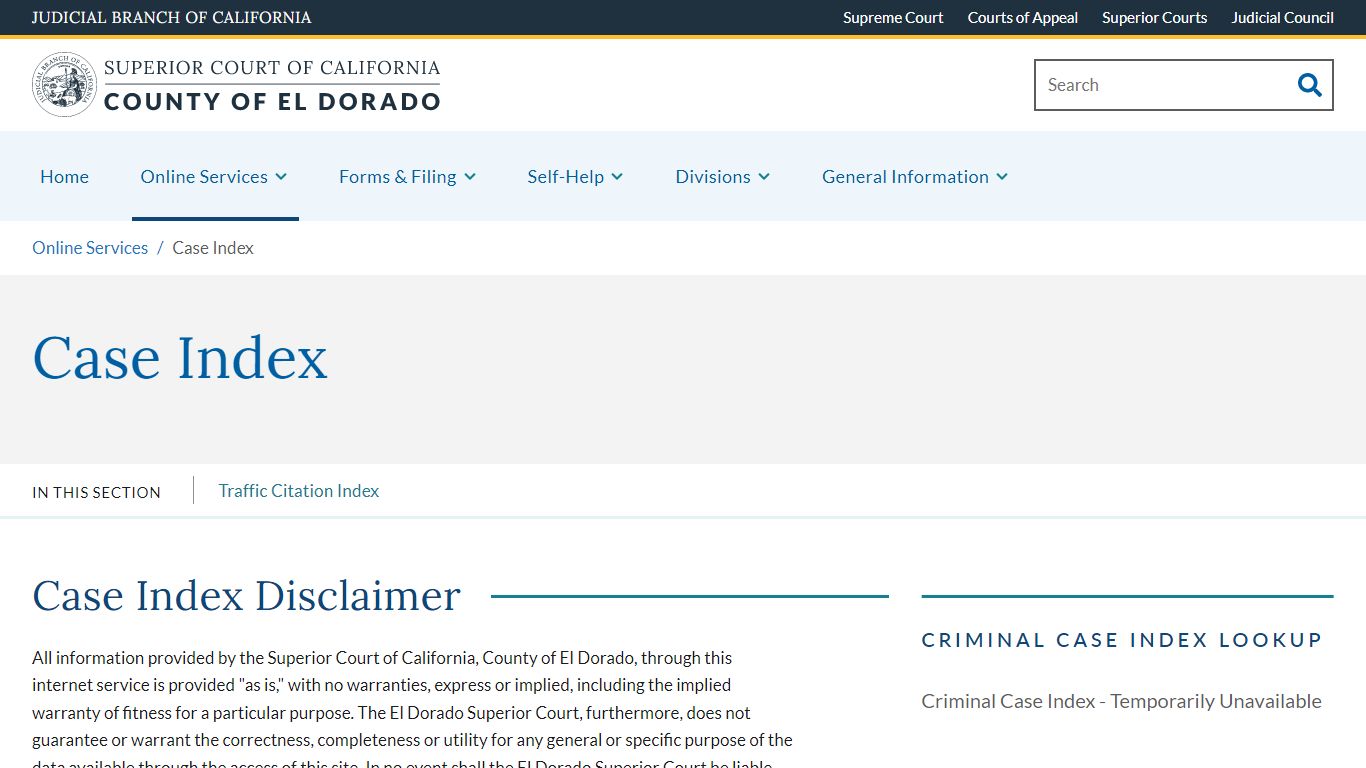Case Index | Superior Court of California | County of El ...